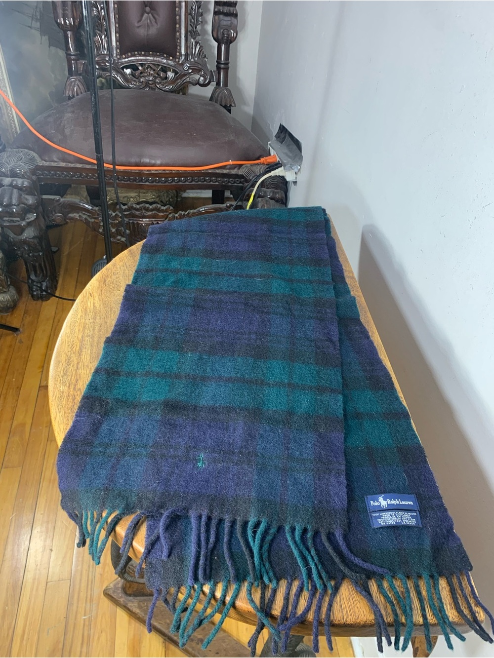 P
Vintage Polo Ralph Lauren 100% Lambswool Plaid Scarf Made in Scotland
